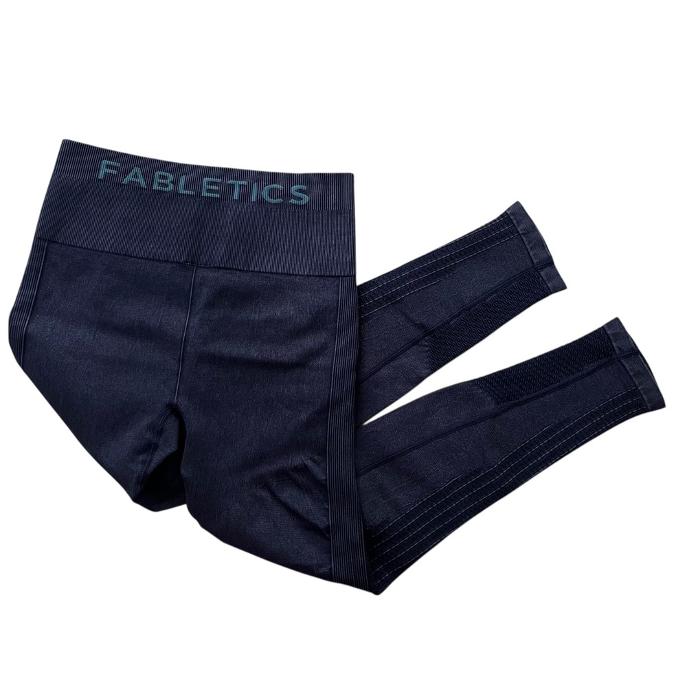 Fabletics Women's Small Washed Deep Navy Sync High Waist Perforated 7/8 Leggings